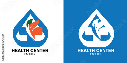 Flat style hospital logo with clean design and bold colors. Perfect for modern healthcare branding and medical websites.