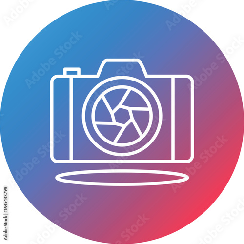 Front Camera Line Gradient Circle Background Icon