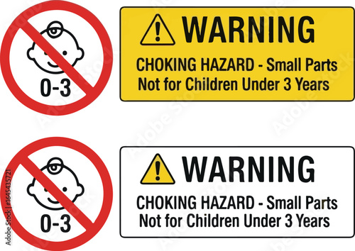 Warning choking hazard small parts not for children under 3 years sign