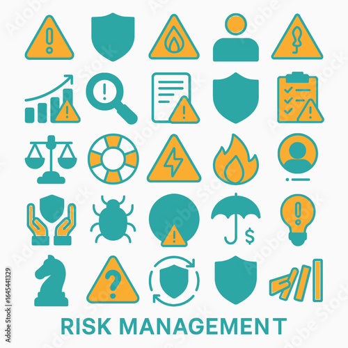 Risk icons represent danger within risk management strategy