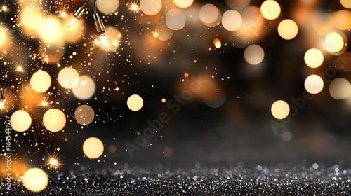 Abstract Festive Golden Sparkle Bokeh Background