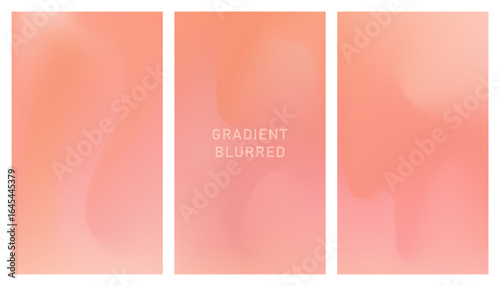 A set of light peach and pink banners. Pastel pink smooth shapes in Y2K style. Abstract soft simple light pink background. Vector banners, posters with blur effect