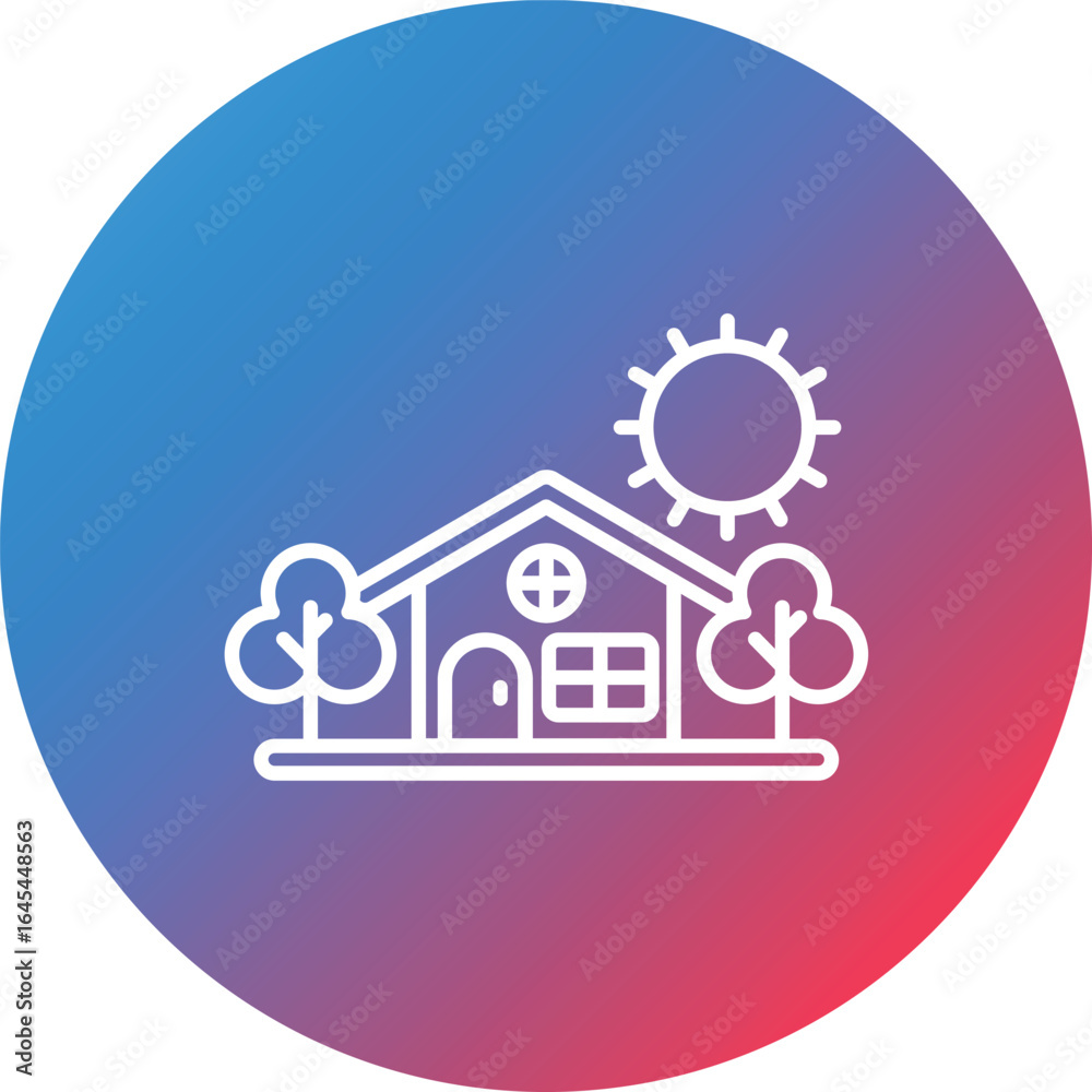 Naklejka premium Home Landscape Line Gradient Circle Background Icon