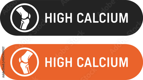 High Calcium nutritional facts label vector icon set for food packaging and supplement design