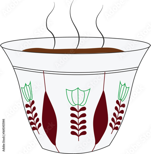 Arabic coffee Qahwa isolated on white background, Oriental middle eastern cup of coffee drink vector design, black coffee, Turkish tea or coffee