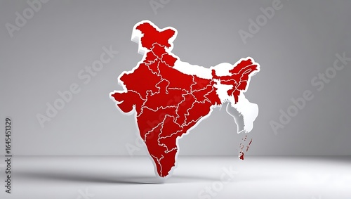 A 3D Map of India with a Glossy Red Texture