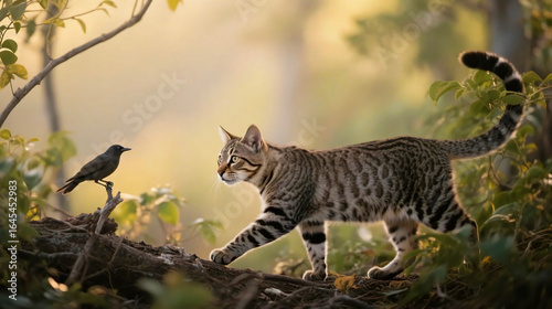 Tabby Cat Watching Bird
