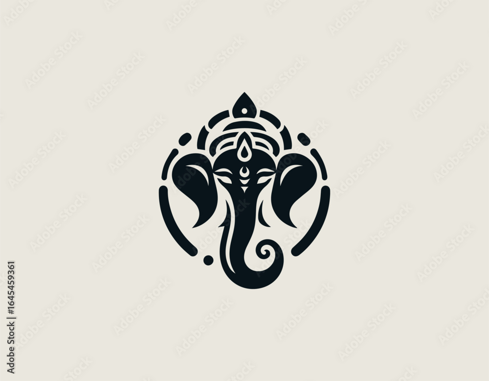 Naklejka premium Black Vector Silhouette of Lord Ganesha for Ganesh