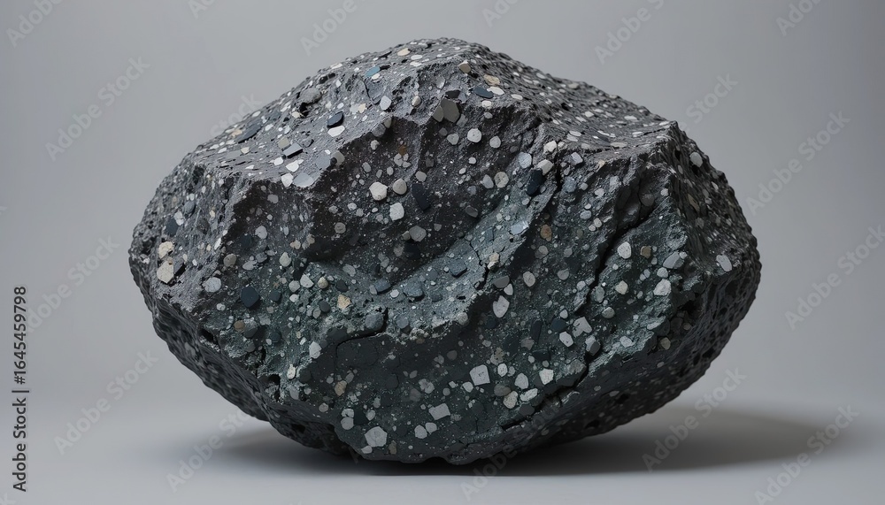 Fototapeta premium A rough, dark granite rock with a speckled, mottled texture