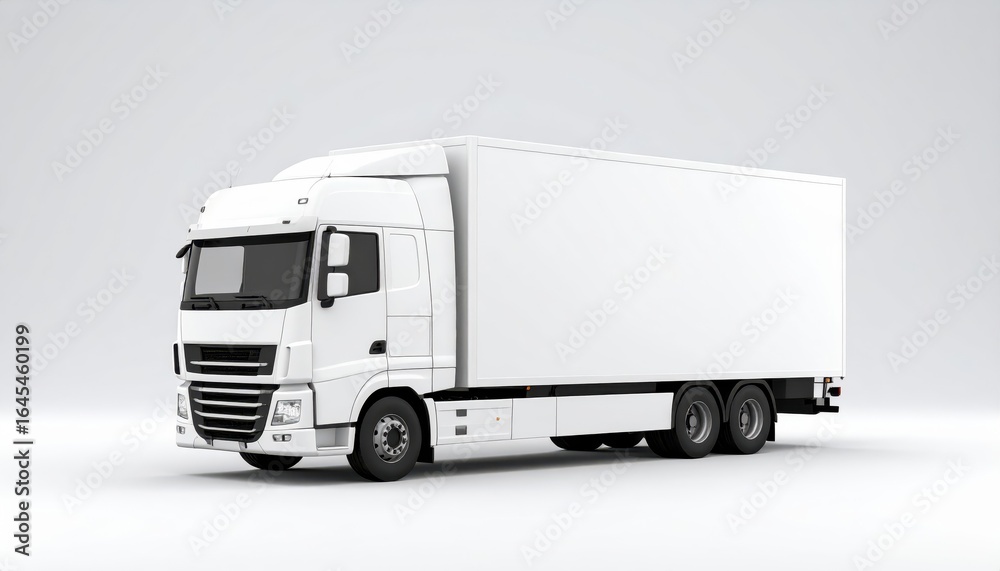 Naklejka premium High-quality image of a white delivery truck, ideal for logistics, transportation, and commercial use.