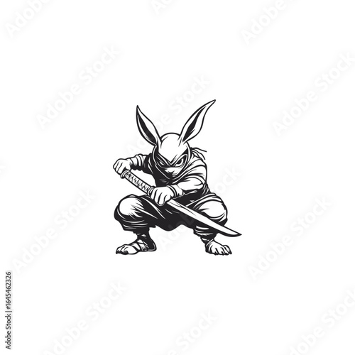 Wallpaper Mural Ninja rabbit logo design vector template illustration Torontodigital.ca