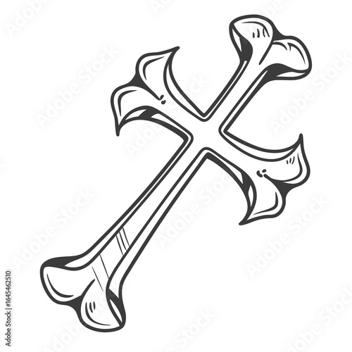 Bone cross isolated on white background, a symbol of faith and resurrection