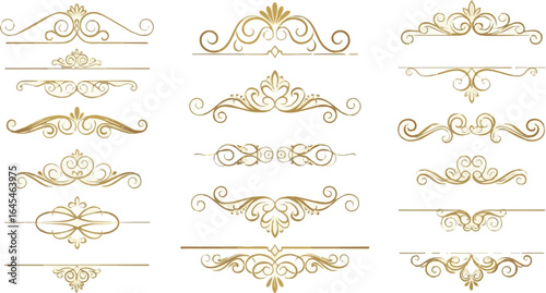 Create a Luxury Gold vintage invitation vector set. Ornamental curls, dividers, Border design and golden components design for wedding invite, menus, certificates, boutiques, spa and logo vector art.