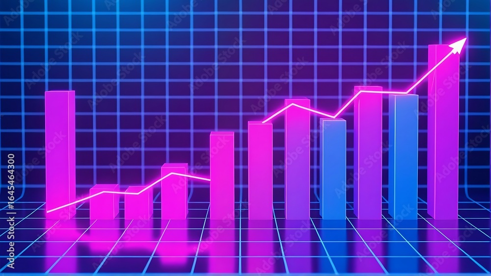 Fototapeta premium Neon Dreams: A vibrant upward trend, signifying growth and success.
