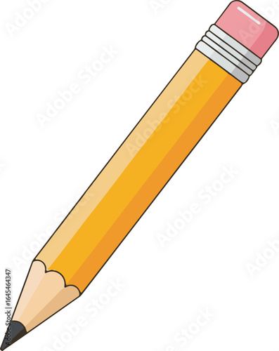 Classic yellow pencil illustration with eraser