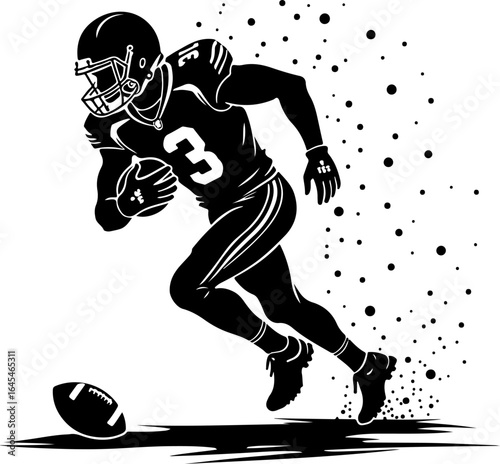 American "Football Running  action Back Vector Illustration"  graphic design,