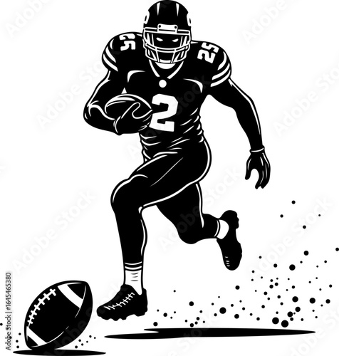 American "Football Running  action Back Vector Illustration"  graphic design,