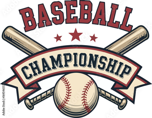 Dynamic baseball championship trophy design with stars and ribbons