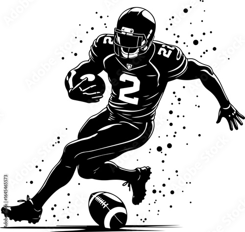American "Football Running  action Back Vector Illustration"  graphic design,