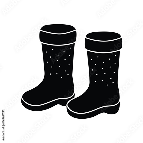 black rubber boots