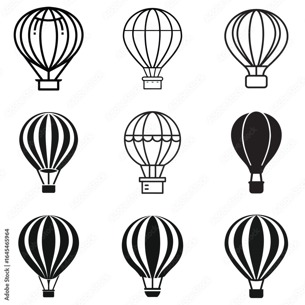 Naklejka premium Vector Hot Air Balloon Pack