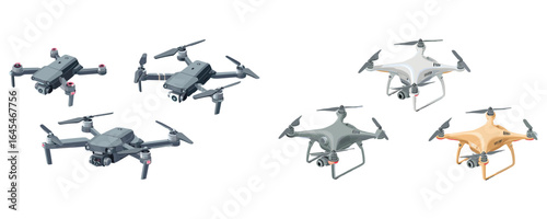 set of camera drones in different models and colors