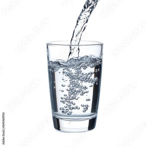 Wallpaper Mural Water pouring into a glass bubbles rising refreshment, isolated on a transparent background Torontodigital.ca