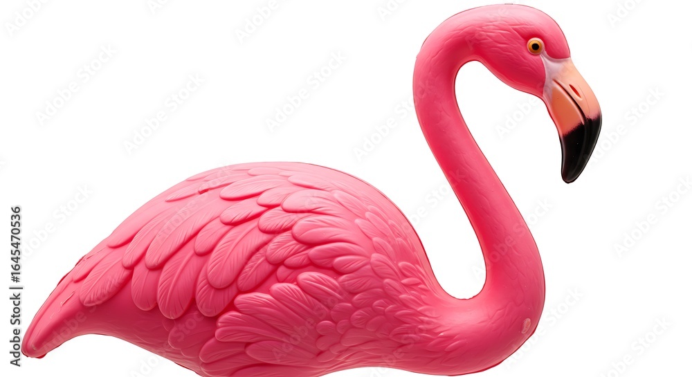 Fototapeta premium Pink Flamingo Lawn Ornament Isolated on White