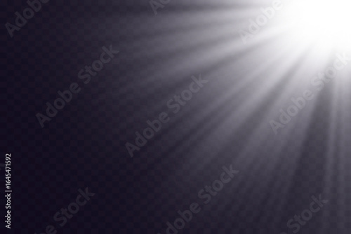 White sun rays on transparent background.Vector illustration.EPS 10.