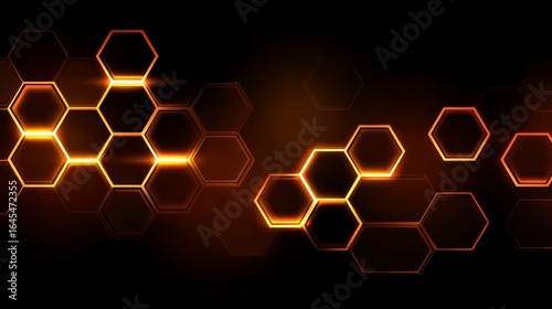 Glowing orange hexagon pattern on dark background for tech-themed visuals.