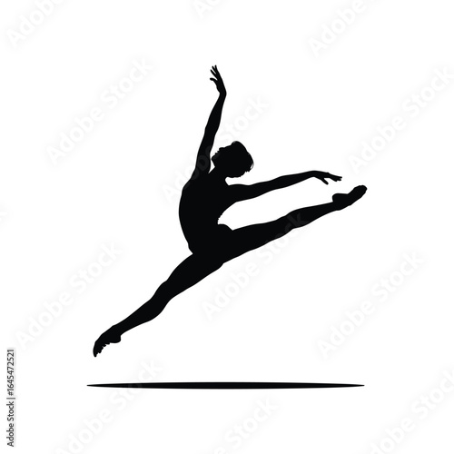 Silhouette of a graceful ballerina performing a dynamic leap