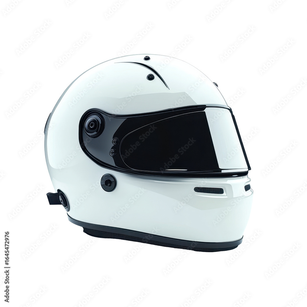 Fototapeta premium White Racing Helmet Safety Gear Motorsport Equipment, isolated on a transparent background