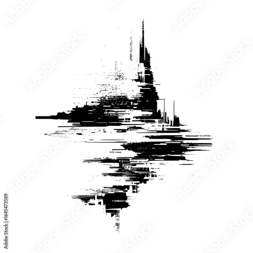 Abstract black and white grunge art vector illustration for background texture and design element one hundred