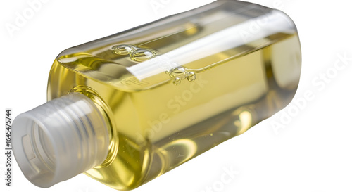 Wallpaper Mural Clear Bottle Contains Yellow Liquid with Bubbles on Transparent Background, for Health & Beauty Torontodigital.ca