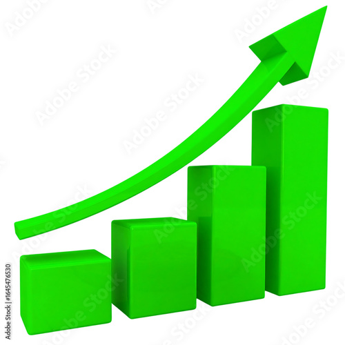 Free Download Green bar chart with upward arrow isolated on transparent background - GFXLoad