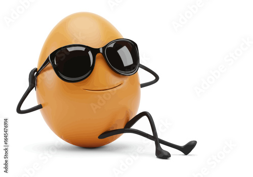 Relaxed Egg Character Wearing Sunglasses, Cartoon Style