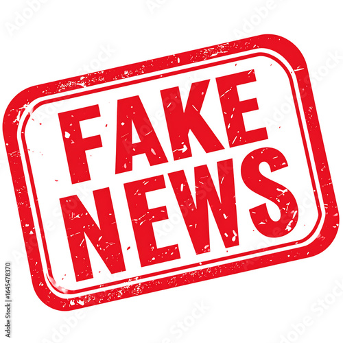 Red stamp fake news isolated on transparent background