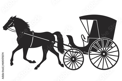 Silhouette of a horse pulling a vintage carriage