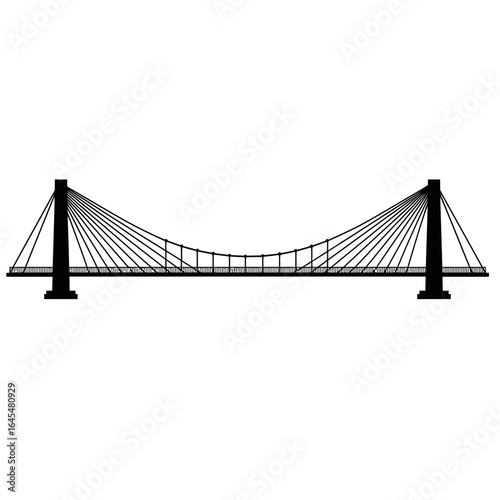 Silhouette of a suspension bridge with two towers