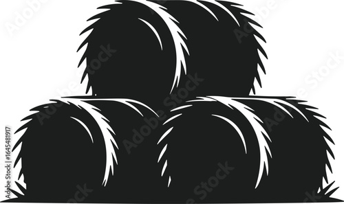 Hay Bales Silhouette Vector for Autumn Harvest and Farm Designs