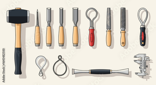 Illustration of assorted sushi types including nigiri maki and inari sushi on a light background