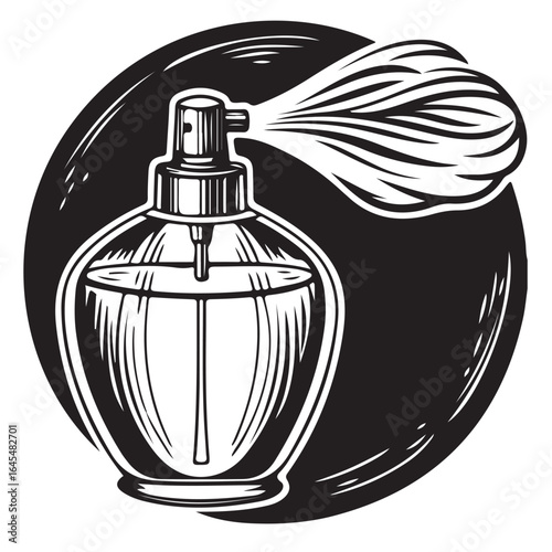 Elegant Perfume Atomizer Bottle Releasing Gentle Mist Spray Mockup