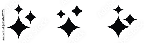 Ai star icons. Magic sparkle stars symbol on black stars