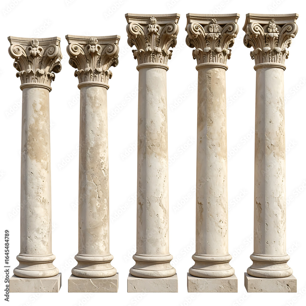 Naklejka premium Classical corinthian columns isolated on transparent background