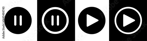 Play button icon vector set. music video start sign.