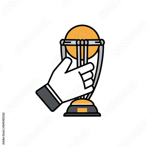 Holding the Golden Trophy: A strong hand firmly grips a trophy. It is a symbol of achievement and victory. 