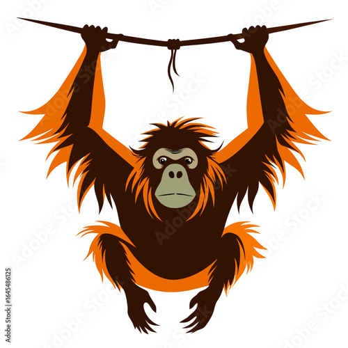 Monkey and monkey hanging on tree Pro Vector
