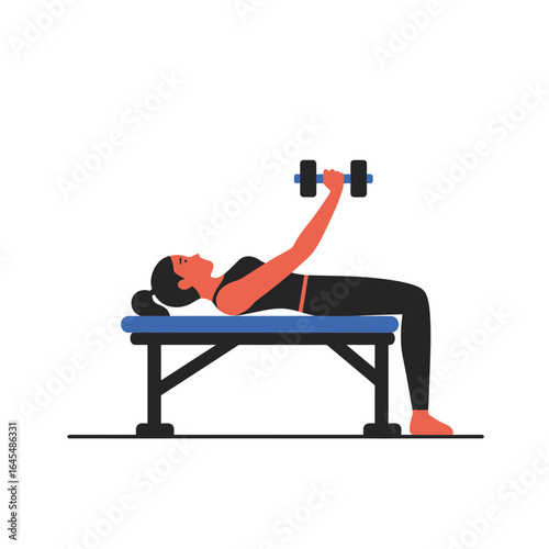 Dumbbell Exercise: A depiction of a focused person performing a dumbbell chest press, emphasizing the correct form and highlighting the dedication to fitness.