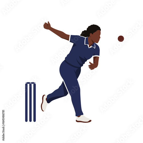 Cricket Player's Delivery: An illustration of a bowler, captured mid-action as they hurl the ball towards the wicket, embodying the thrill of the game.