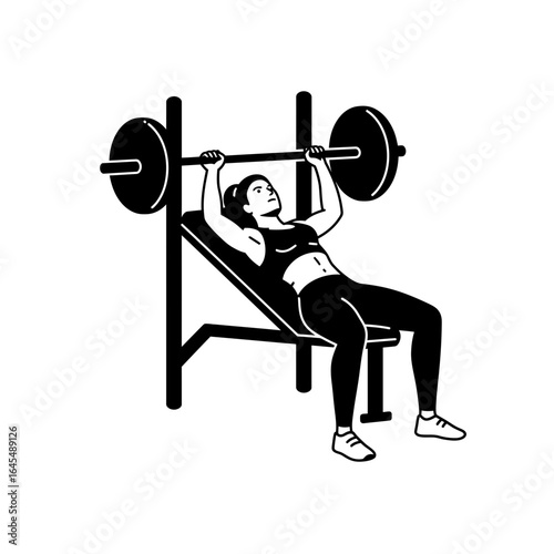 Power of strength: A woman is engaged in a weightlifting exercise, highlighting her focus, determination, and physical prowess.